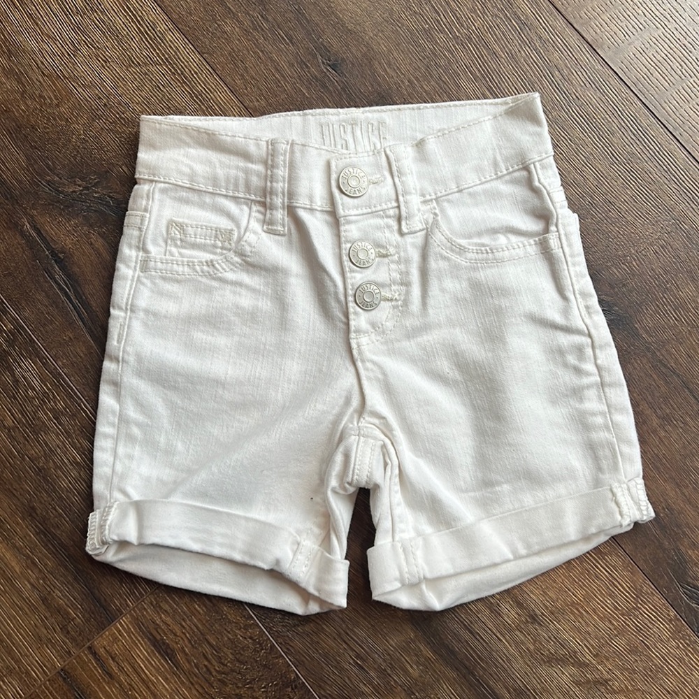 Justice White Slim Jean Shorts
